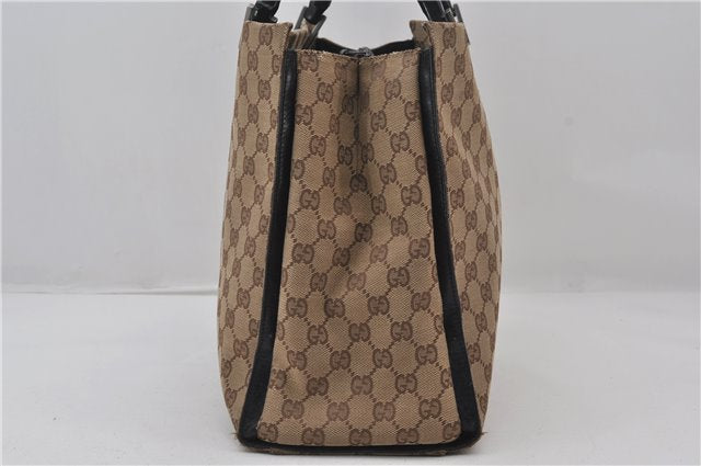 Authentic GUCCI Vintage Bamboo Hand Bag GG Canvas Leather 0021010 Brown 6907E