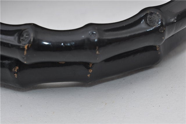 Authentic GUCCI Vintage Bamboo Hand Bag GG Canvas Leather 0021010 Brown 6907E