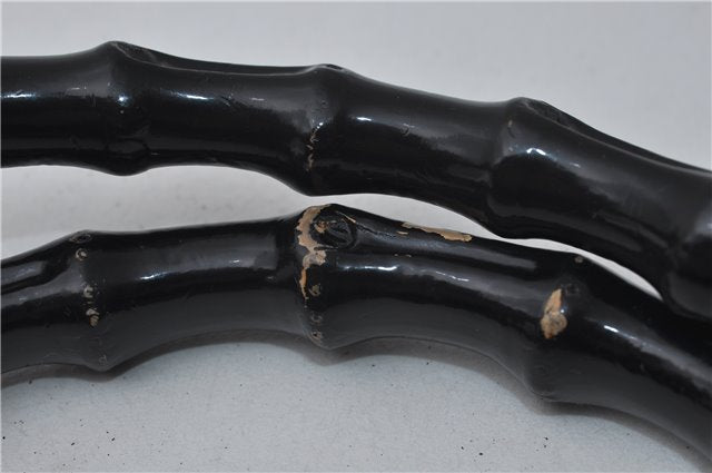 Authentic GUCCI Vintage Bamboo Hand Bag GG Canvas Leather 0021010 Brown 6907E