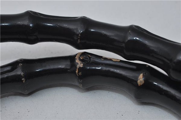 Authentic GUCCI Vintage Bamboo Hand Bag GG Canvas Leather 0021010 Brown 6907E