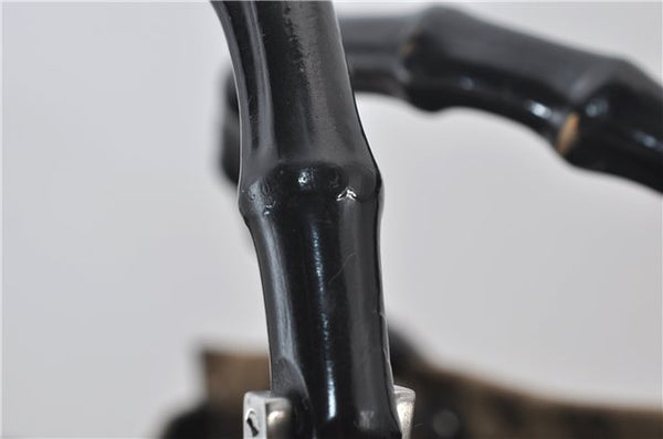 Authentic GUCCI Vintage Bamboo Hand Bag GG Canvas Leather 0021010 Brown 6907E