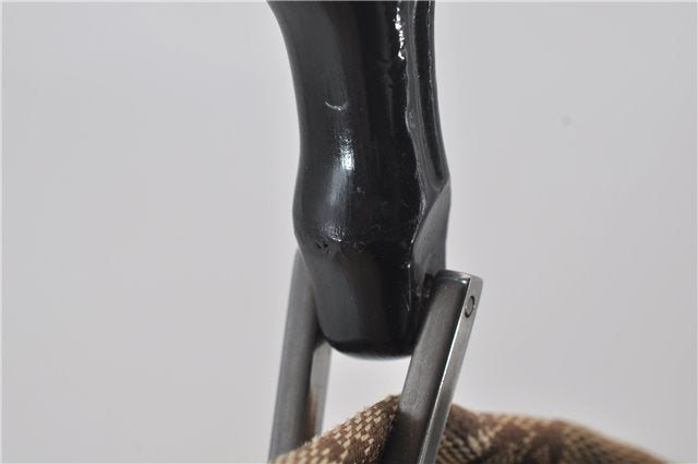 Authentic GUCCI Vintage Bamboo Hand Bag GG Canvas Leather 0021010 Brown 6907E