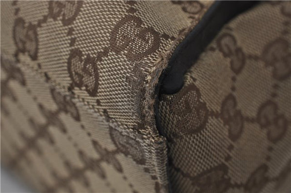 Authentic GUCCI Vintage Bamboo Hand Bag GG Canvas Leather 0021010 Brown 6907E