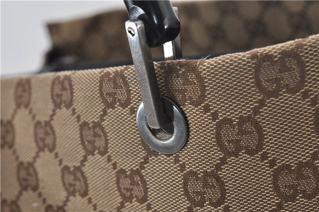 Authentic GUCCI Vintage Bamboo Hand Bag GG Canvas Leather 0021010 Brown 6907E
