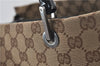 Authentic GUCCI Vintage Bamboo Hand Bag GG Canvas Leather 0021010 Brown 6907E