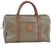 Authentic CELINE Macadam Blason Pattern Hand Boston Bag PVC Leather Beige 6908D