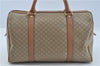 Authentic CELINE Macadam Blason Pattern Hand Boston Bag PVC Leather Beige 6908D