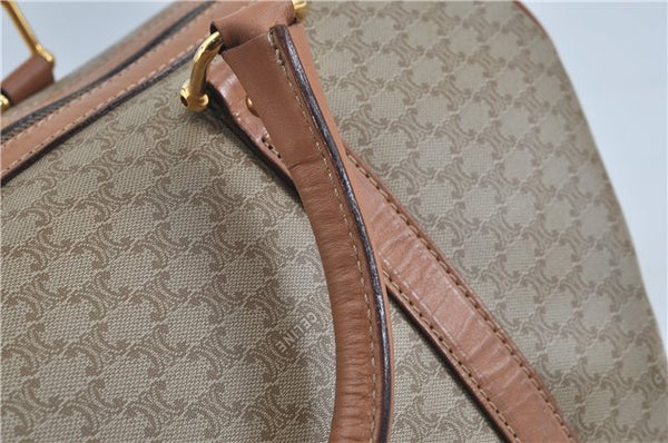 Authentic CELINE Macadam Blason Pattern Hand Boston Bag PVC Leather Beige 6908D