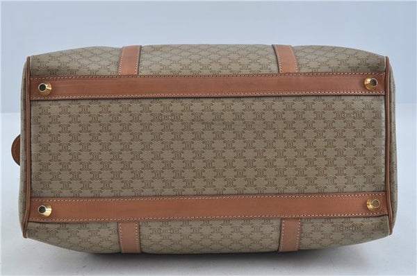 Authentic CELINE Macadam Blason Pattern Hand Boston Bag PVC Leather Beige 6908D