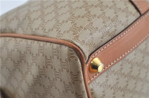 Authentic CELINE Macadam Blason Pattern Hand Boston Bag PVC Leather Beige 6908D