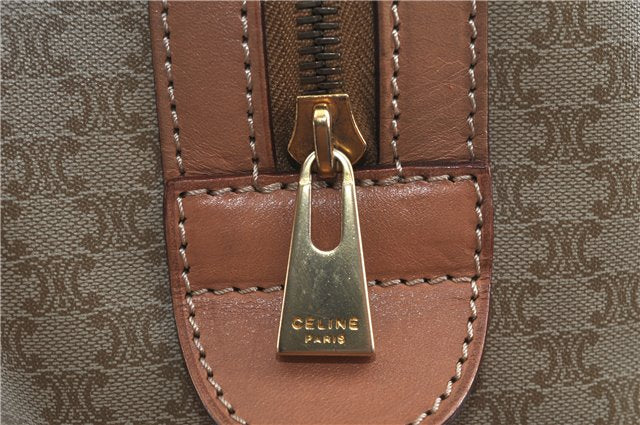 Authentic CELINE Macadam Blason Pattern Hand Boston Bag PVC Leather Beige 6908D