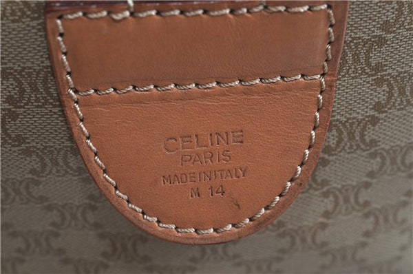Authentic CELINE Macadam Blason Pattern Hand Boston Bag PVC Leather Beige 6908D
