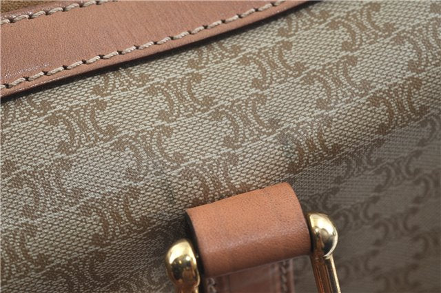 Authentic CELINE Macadam Blason Pattern Hand Boston Bag PVC Leather Beige 6908D