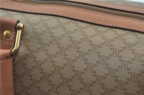 Authentic CELINE Macadam Blason Pattern Hand Boston Bag PVC Leather Beige 6908D