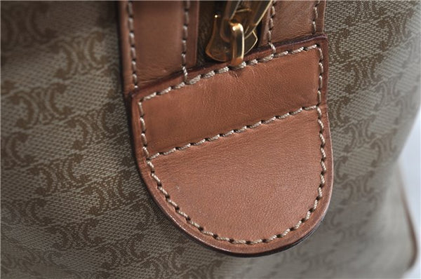 Authentic CELINE Macadam Blason Pattern Hand Boston Bag PVC Leather Beige 6908D