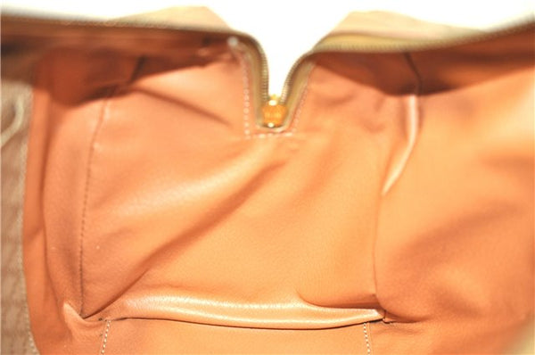 Authentic CELINE Macadam Blason Pattern Hand Boston Bag PVC Leather Beige 6908D