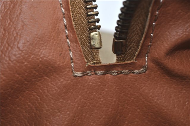 Authentic CELINE Macadam Blason Pattern Hand Boston Bag PVC Leather Beige 6908D