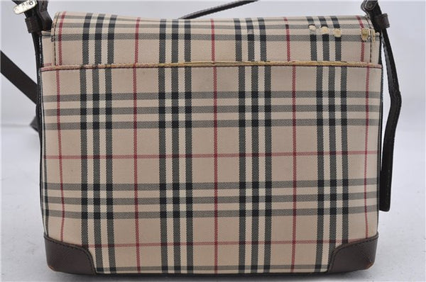 Auth BURBERRY Vintage Nova Check Canvas Leather Shoulder Cross Bag Beige 6909D