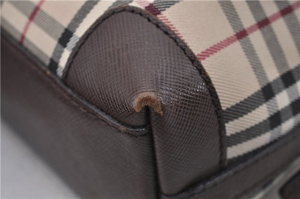Auth BURBERRY Vintage Nova Check Canvas Leather Shoulder Cross Bag Beige 6909D