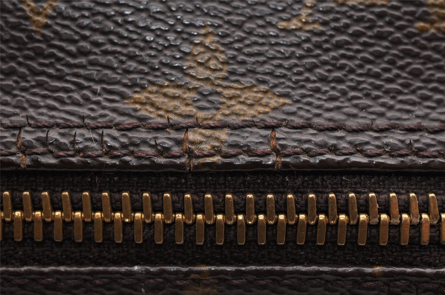 Authentic Louis Vuitton Monogram Trousse Patte Pression Pouch M47636 Junk 6909I