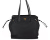 Authentic PRADA Nylon Tessuto Saffiano Leather Shoulder Tote Bag Black 6912F