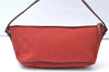 Authentic GUCCI Vintage Hand Bag Pouch Purse GG Canvas Leather 07198 Red 6913E