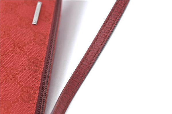 Authentic GUCCI Vintage Hand Bag Pouch Purse GG Canvas Leather 07198 Red 6913E