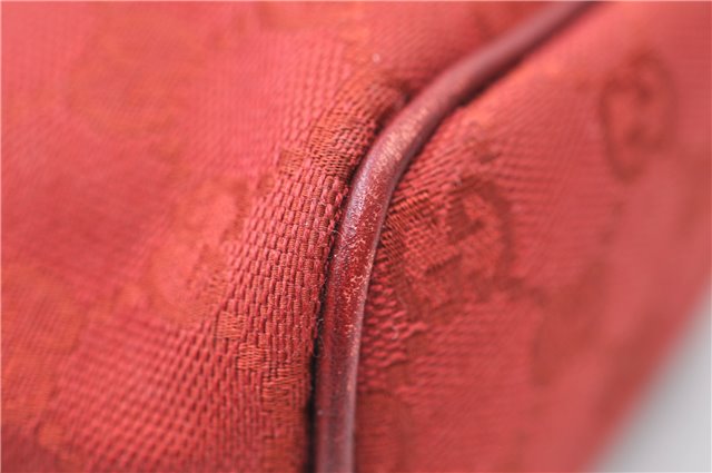 Authentic GUCCI Vintage Hand Bag Pouch Purse GG Canvas Leather 07198 Red 6913E