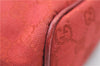 Authentic GUCCI Vintage Hand Bag Pouch Purse GG Canvas Leather 07198 Red 6913E