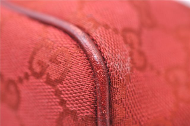 Authentic GUCCI Vintage Hand Bag Pouch Purse GG Canvas Leather 07198 Red 6913E