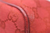 Authentic GUCCI Vintage Hand Bag Pouch Purse GG Canvas Leather 07198 Red 6913E