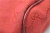 Authentic GUCCI Vintage Hand Bag Pouch Purse GG Canvas Leather 07198 Red 6913E