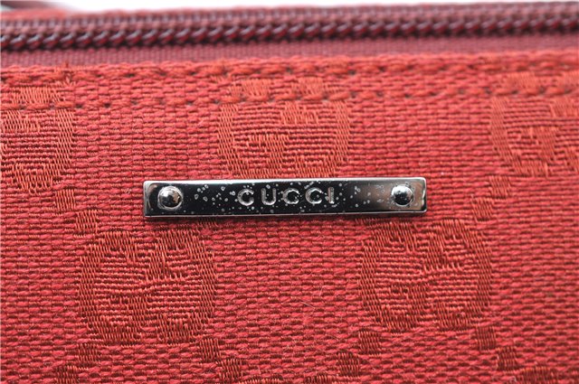 Authentic GUCCI Vintage Hand Bag Pouch Purse GG Canvas Leather 07198 Red 6913E