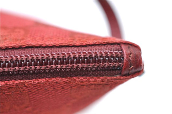 Authentic GUCCI Vintage Hand Bag Pouch Purse GG Canvas Leather 07198 Red 6913E