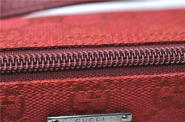 Authentic GUCCI Vintage Hand Bag Pouch Purse GG Canvas Leather 07198 Red 6913E