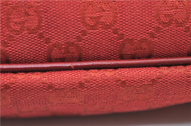 Authentic GUCCI Vintage Hand Bag Pouch Purse GG Canvas Leather 07198 Red 6913E