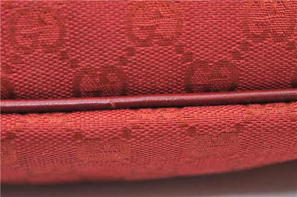 Authentic GUCCI Vintage Hand Bag Pouch Purse GG Canvas Leather 07198 Red 6913E