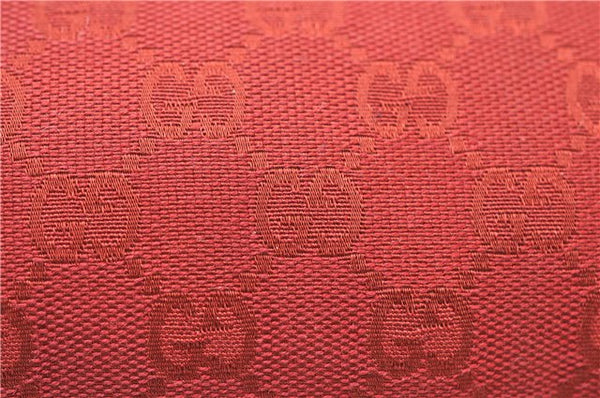Authentic GUCCI Vintage Hand Bag Pouch Purse GG Canvas Leather 07198 Red 6913E