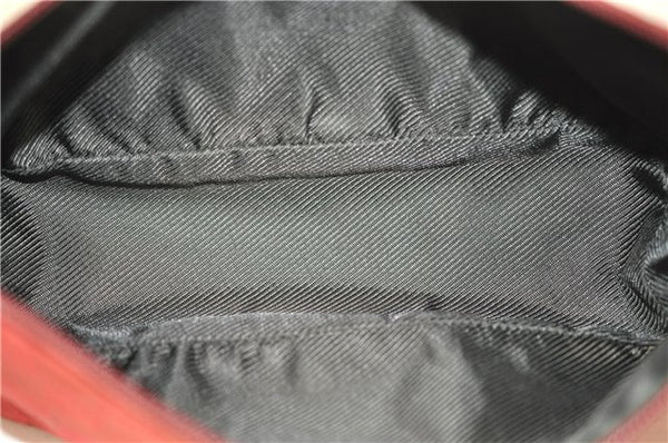 Authentic GUCCI Vintage Hand Bag Pouch Purse GG Canvas Leather 07198 Red 6913E