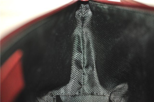 Authentic GUCCI Vintage Hand Bag Pouch Purse GG Canvas Leather 07198 Red 6913E