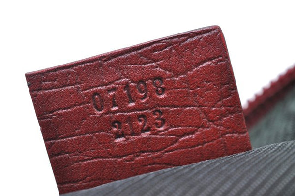Authentic GUCCI Vintage Hand Bag Pouch Purse GG Canvas Leather 07198 Red 6913E