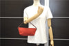 Authentic GUCCI Vintage Hand Bag Pouch Purse GG Canvas Leather 07198 Red 6913E
