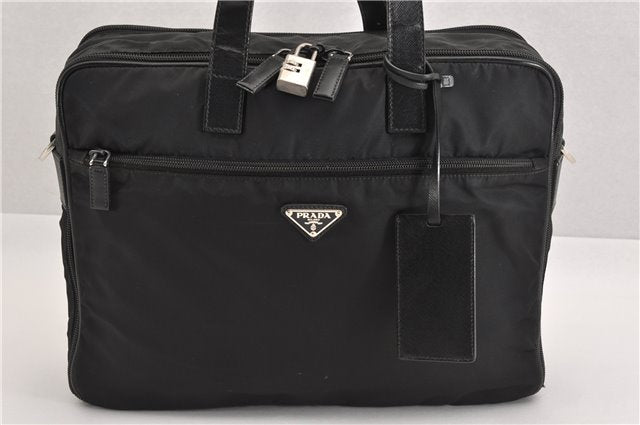 Authentic PRADA Nylon Tessuto Leather 2Way Shoulder Business Bag Black 6913F