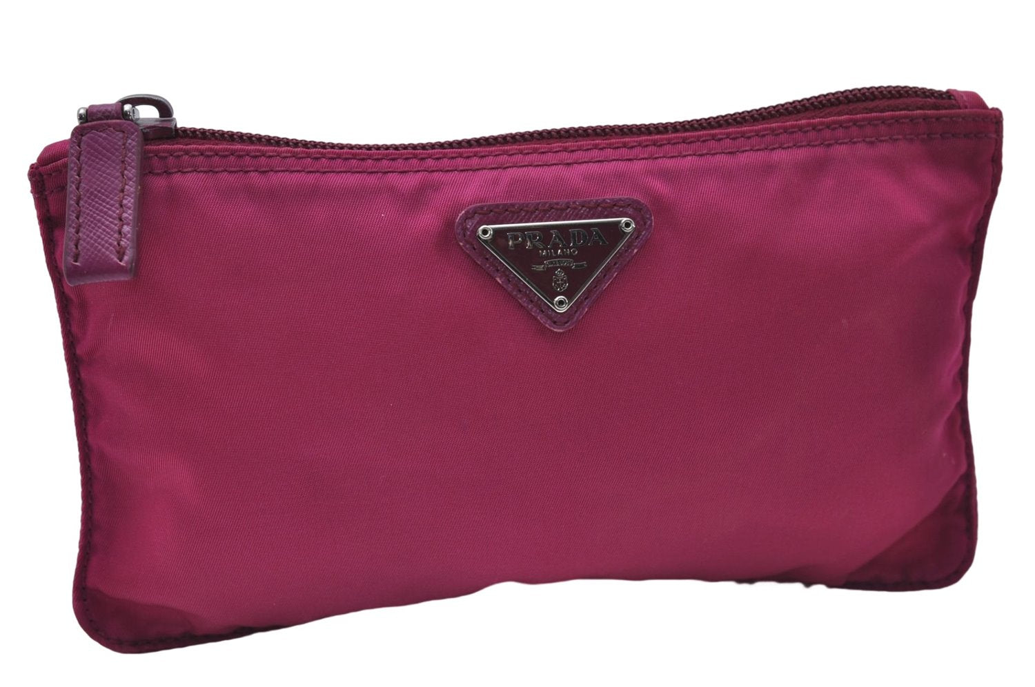 Authentic PRADA Nylon Leather Pouch Purse Pink 6914D