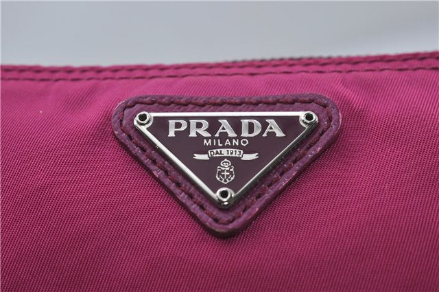 Authentic PRADA Nylon Leather Pouch Purse Pink 6914D