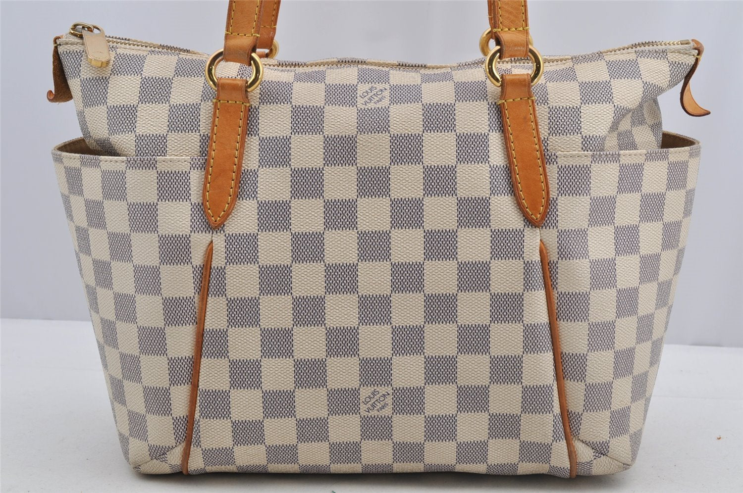 Authentic Louis Vuitton Damier Azur Totally PM Tote Bag White N41280 LV 6915I