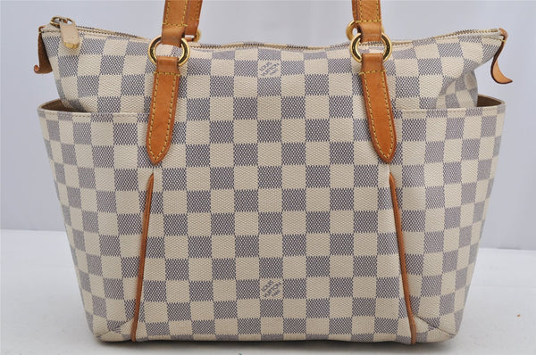 Authentic Louis Vuitton Damier Azur Totally PM Tote Bag White N41280 LV 6915I