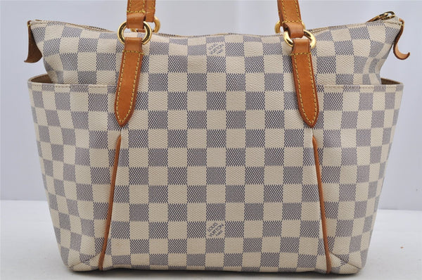 Authentic Louis Vuitton Damier Azur Totally PM Tote Bag White N41280 LV 6915I