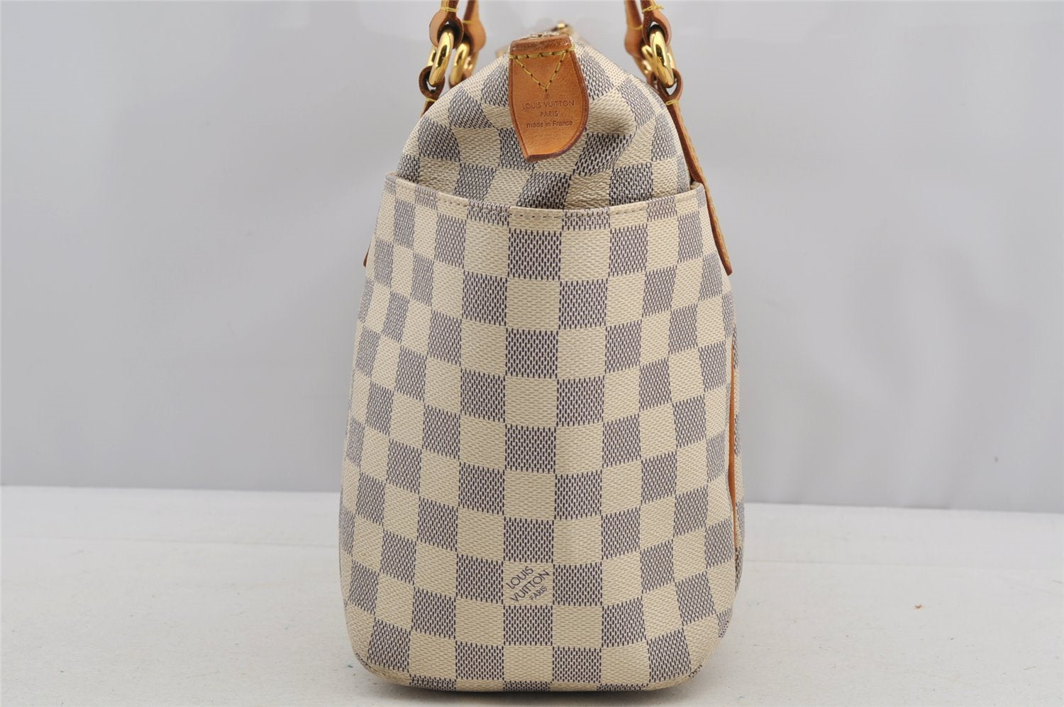 Authentic Louis Vuitton Damier Azur Totally PM Tote Bag White N41280 LV 6915I