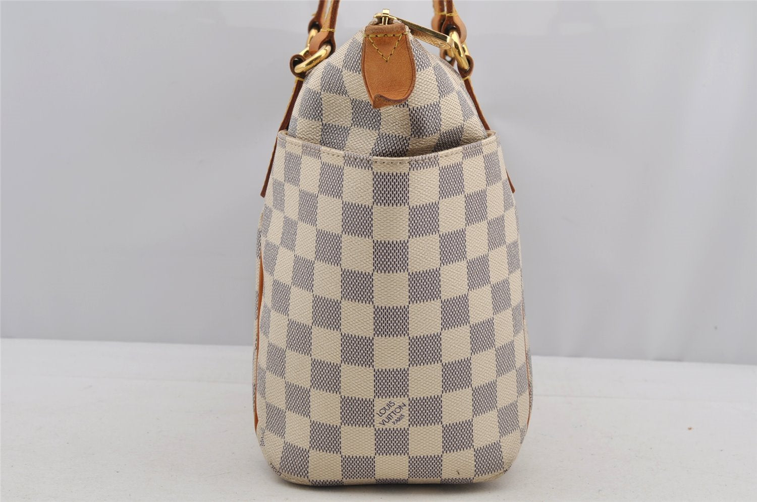 Authentic Louis Vuitton Damier Azur Totally PM Tote Bag White N41280 LV 6915I